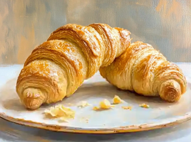 Freshly baked gluten-free croissants with golden, flaky layers