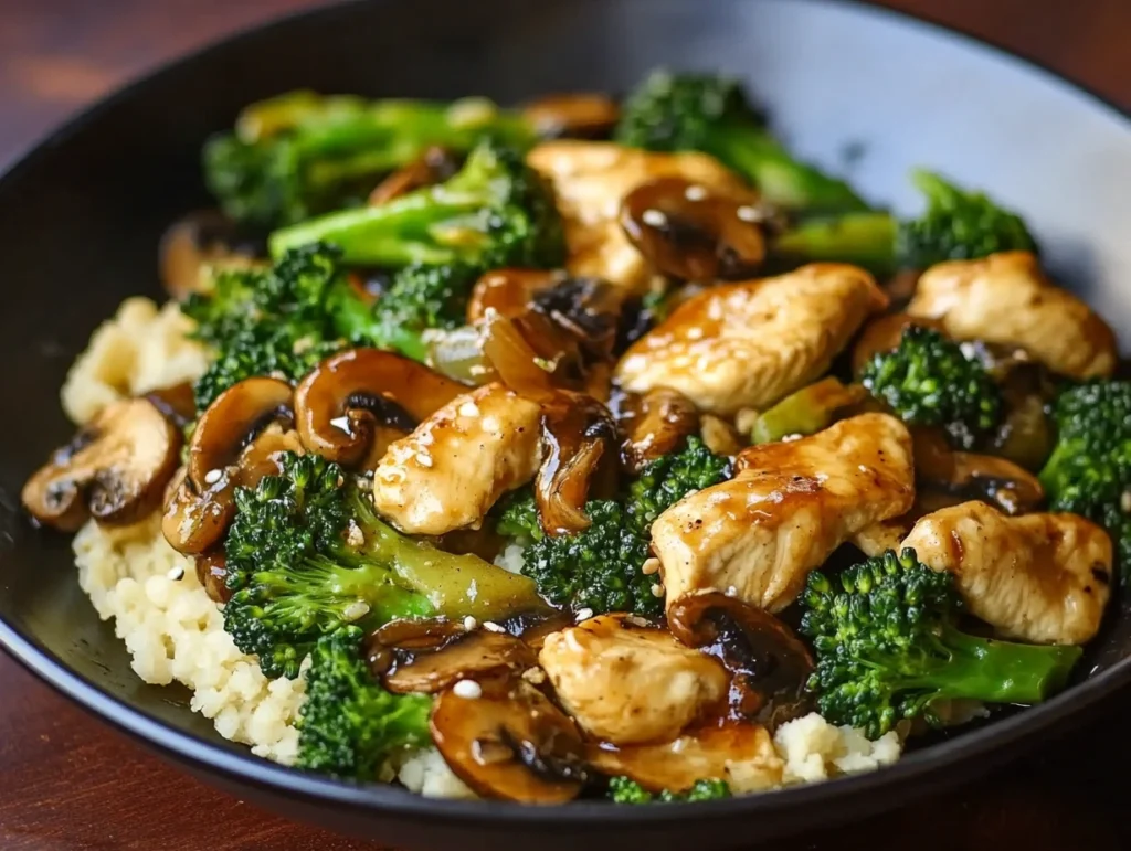 chicken and broccoli mushroom stir fry