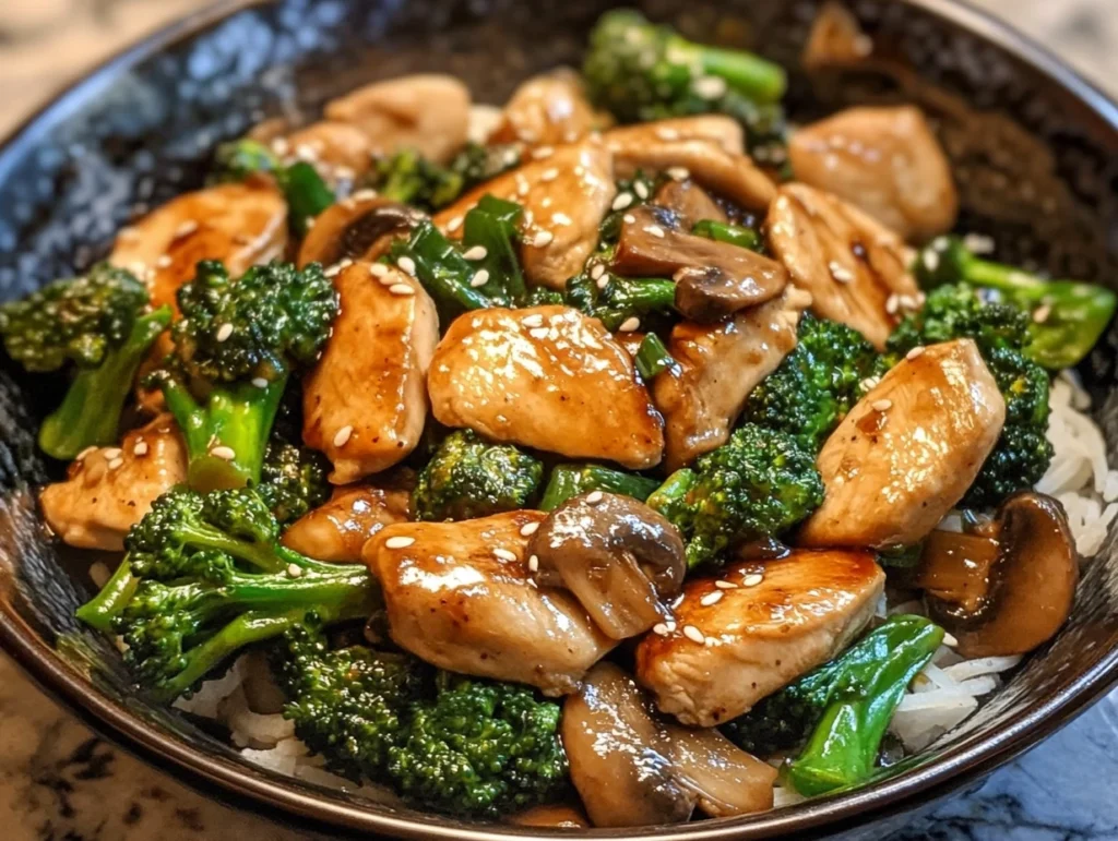 chicken and broccoli mushroom stir fry