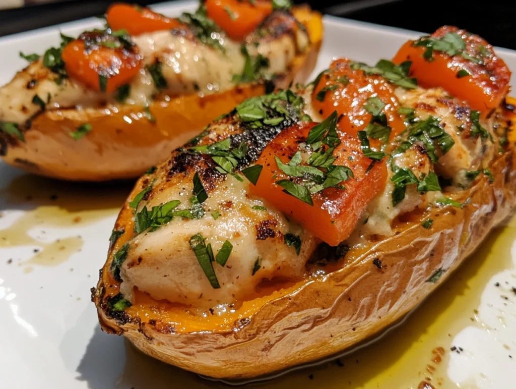 Chicken stuffed sweet potatoes