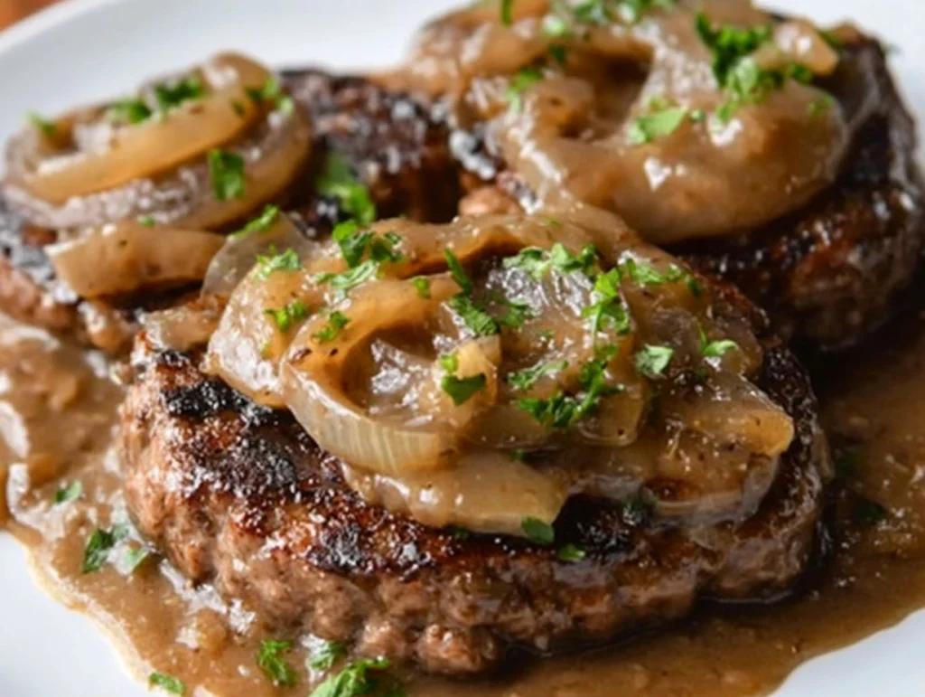 Hamburger steaks with onion gravy