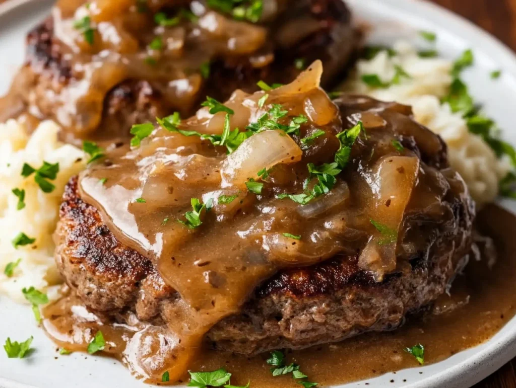 Hamburger steaks with onion gravy