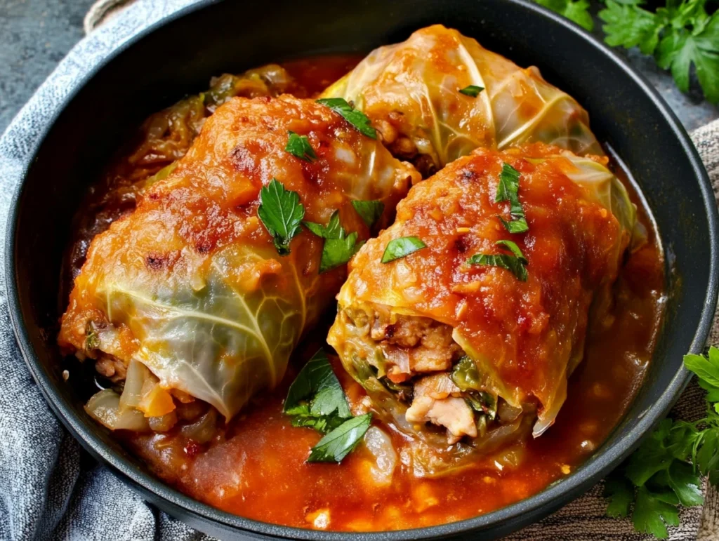 Sweet and sour stuffed cabbage rolls