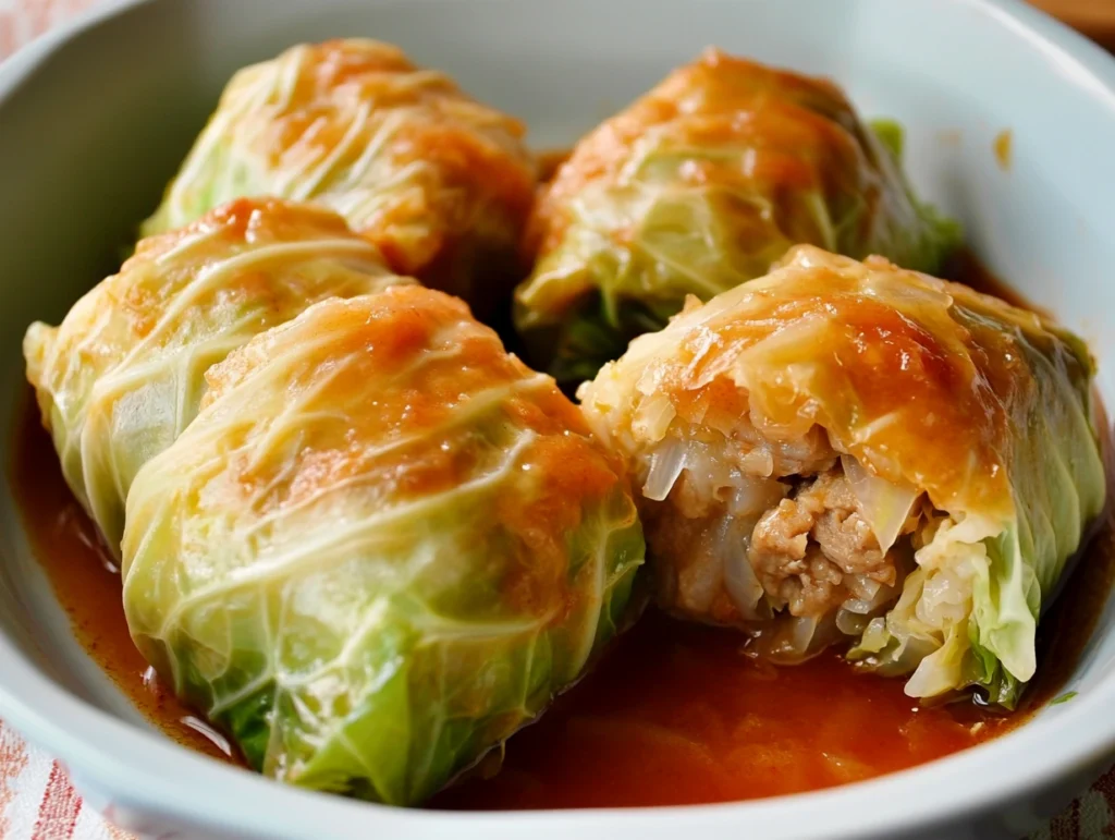 Sweet and sour stuffed cabbage rolls