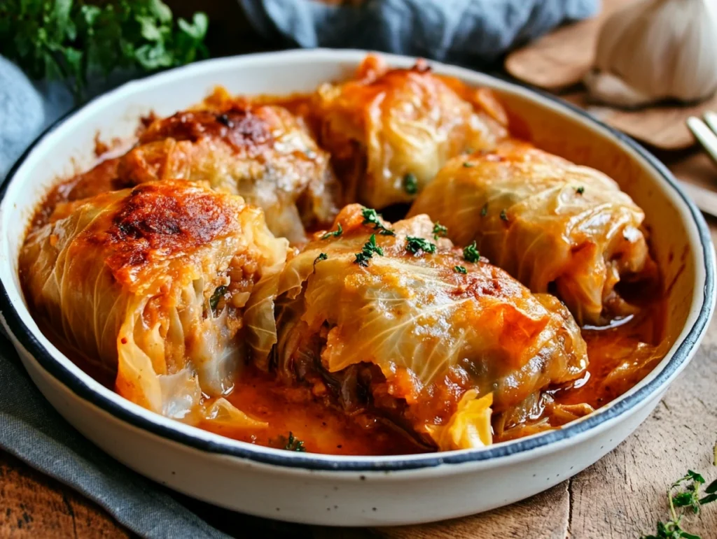 Sweet and sour stuffed cabbage rolls