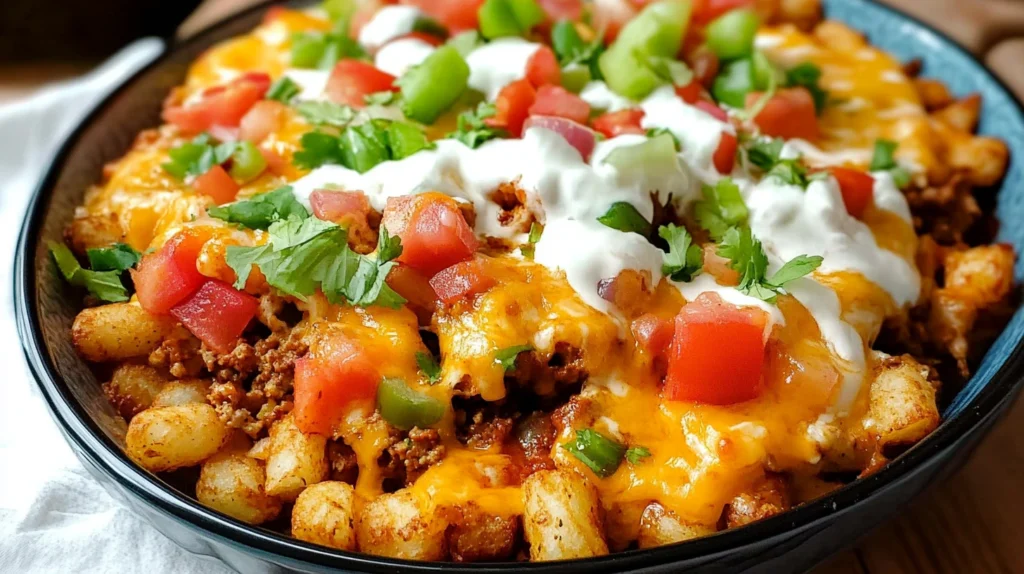 7-layer taco tater tot casserole