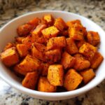 baked sweet potatoes in the oven cubed