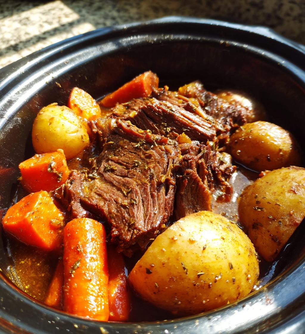 slow cooker roast beef and gravy